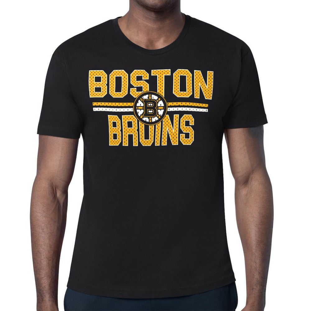 Boston Bruins Starter Mesh Look Team Name T-Shirt Black