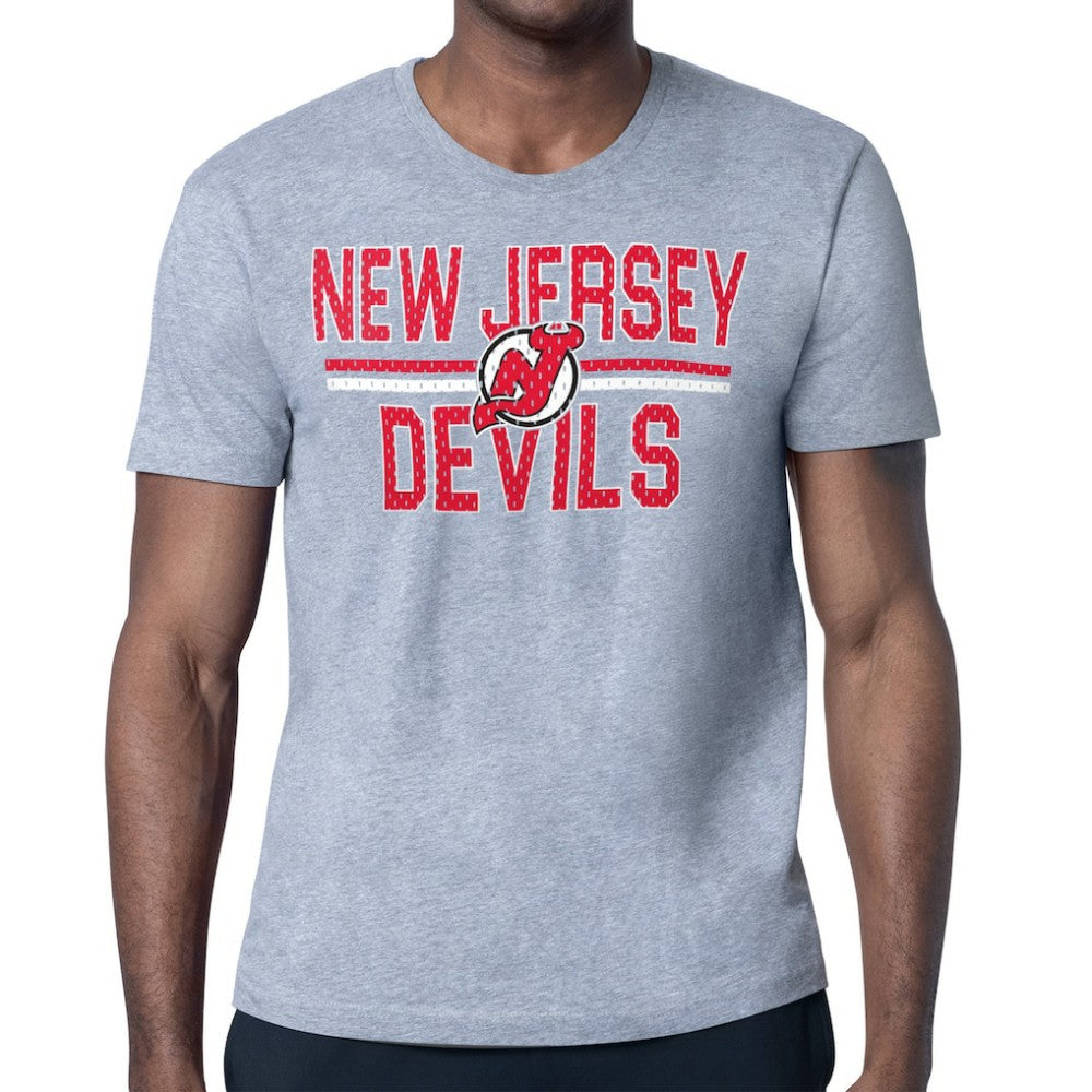 New Jersey Devils Starter Mesh Look Team Name T-Shirt Heather Gray