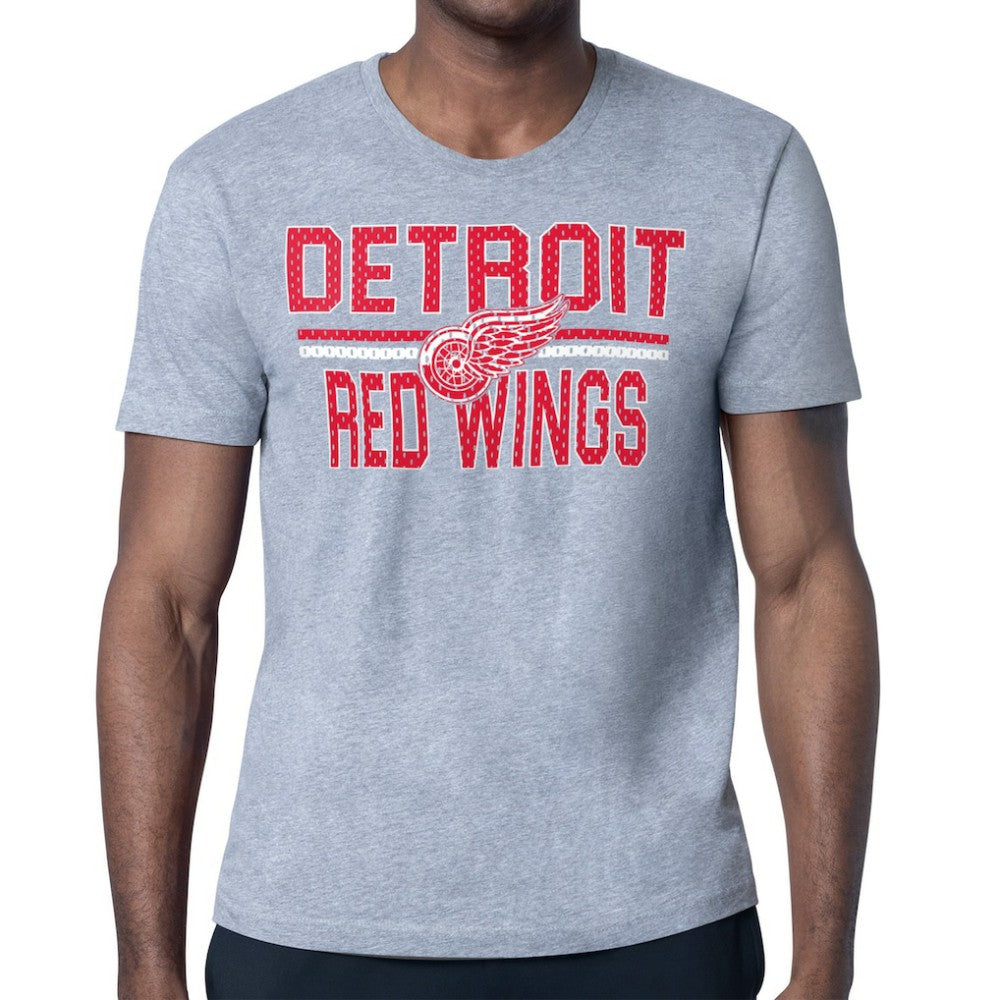 Detroit Red Wings Starter Mesh Look Team Name T-Shirt Heather Gray