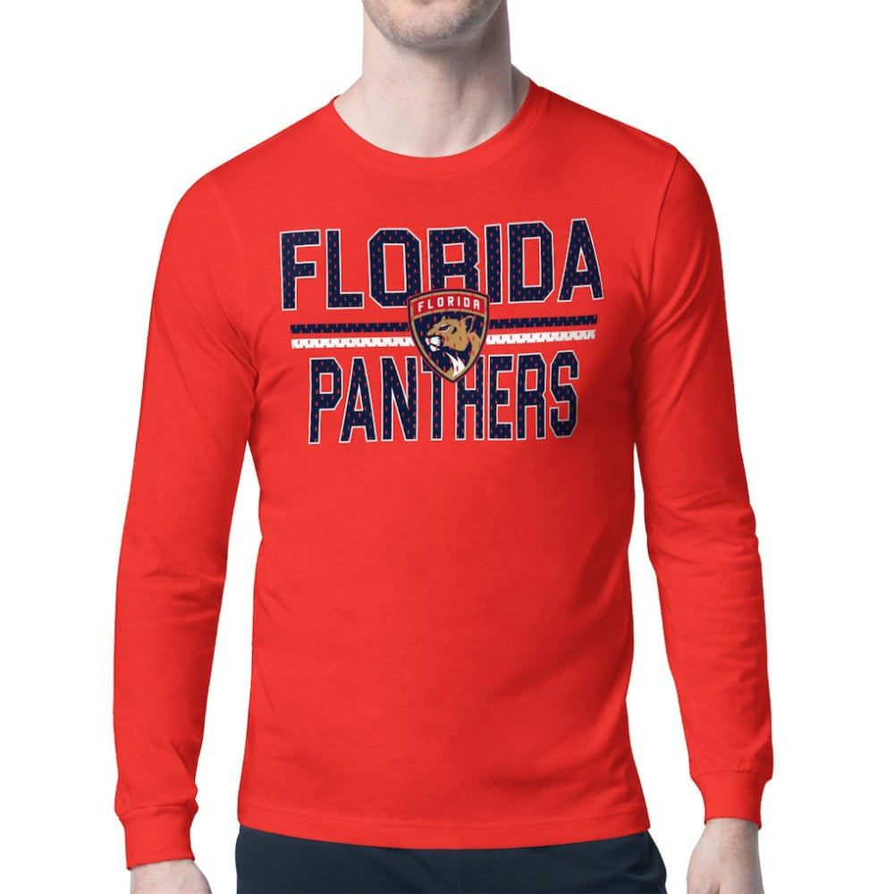 Florida Panthers Starter Mesh Look Team Name Long Sleeve T-Shirt Red