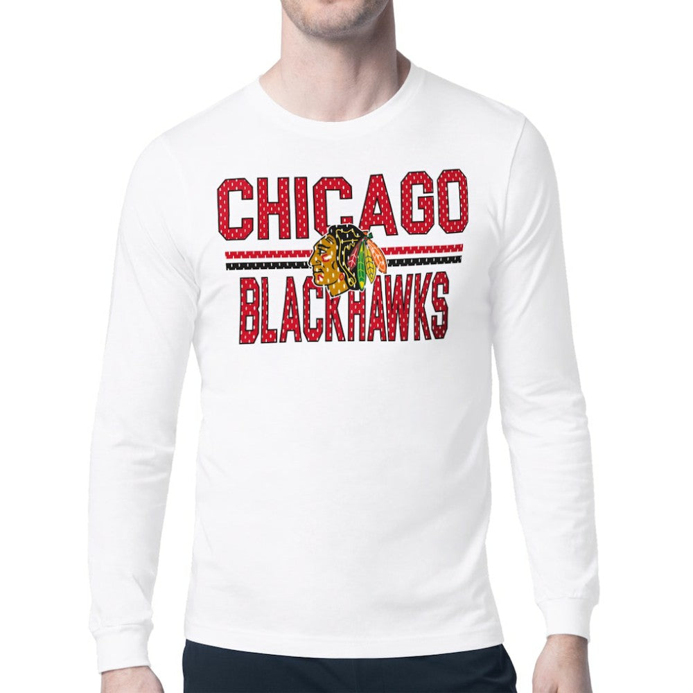 Chicago Blackhawks Starter Mesh Look Team Name Long Sleeve T-Shirt White
