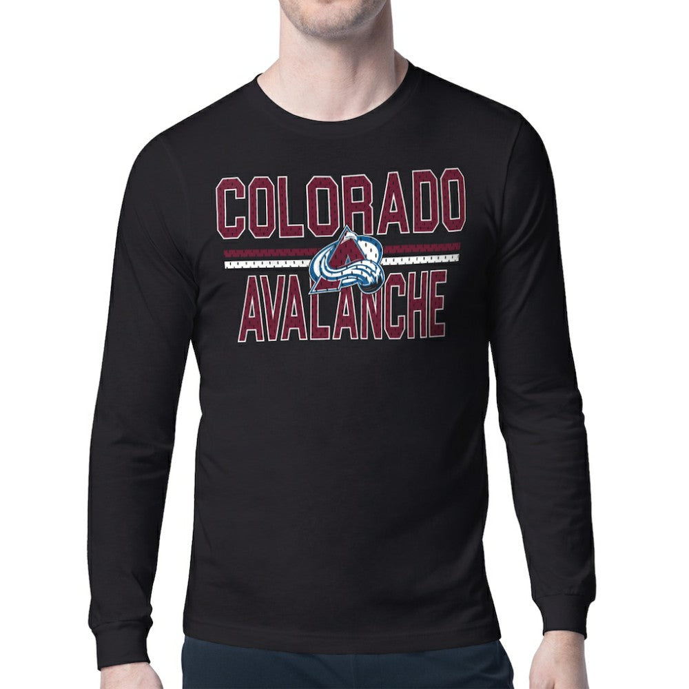 Colorado Avalanche Starter Mesh Look Team Name Long Sleeve T-Shirt Black