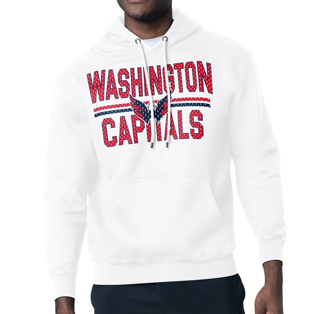 Washington Capitals Starter Mesh Look Team Name Logo Tri-Blend Pullover Hoodie White