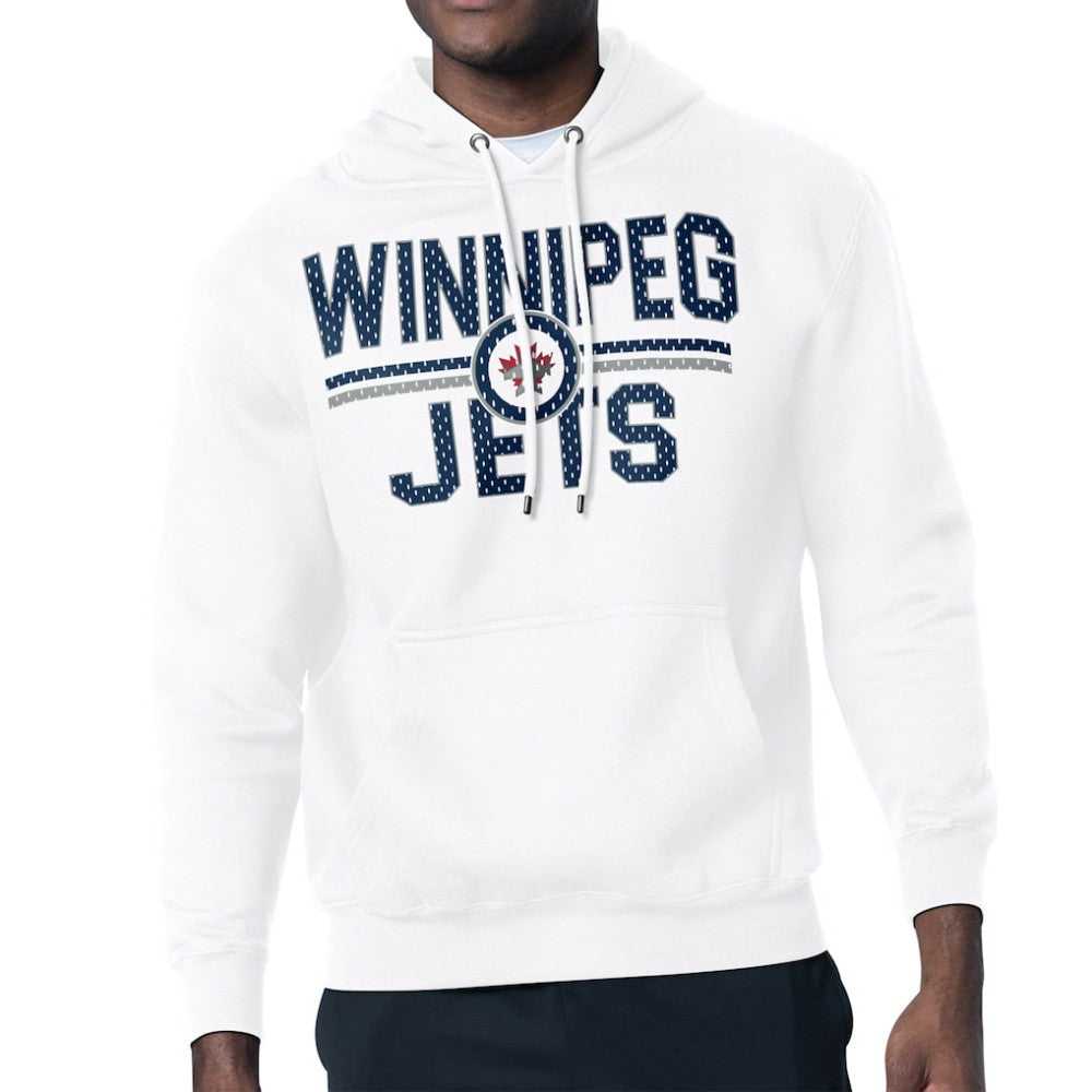 Winnipeg Jets Starter Mesh Look Team Name Logo Tri-Blend Pullover Hoodie White
