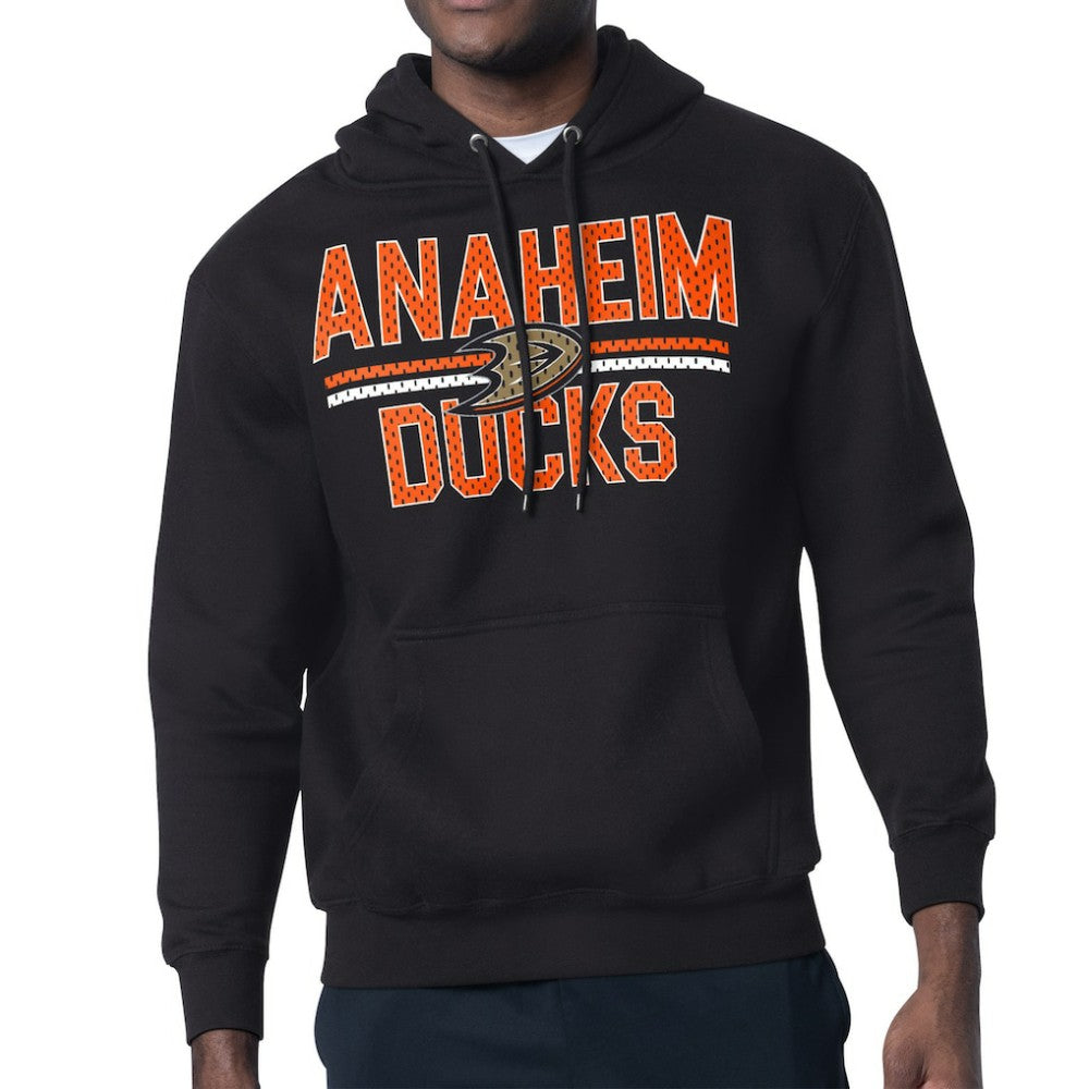 Anaheim Ducks Starter Mesh Look Team Name Logo Tri-Blend Pullover Hoodie Black