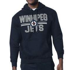 Winnipeg Jets Starter Mesh Look Team Name Logo Tri-Blend Pullover Hoodie Navy