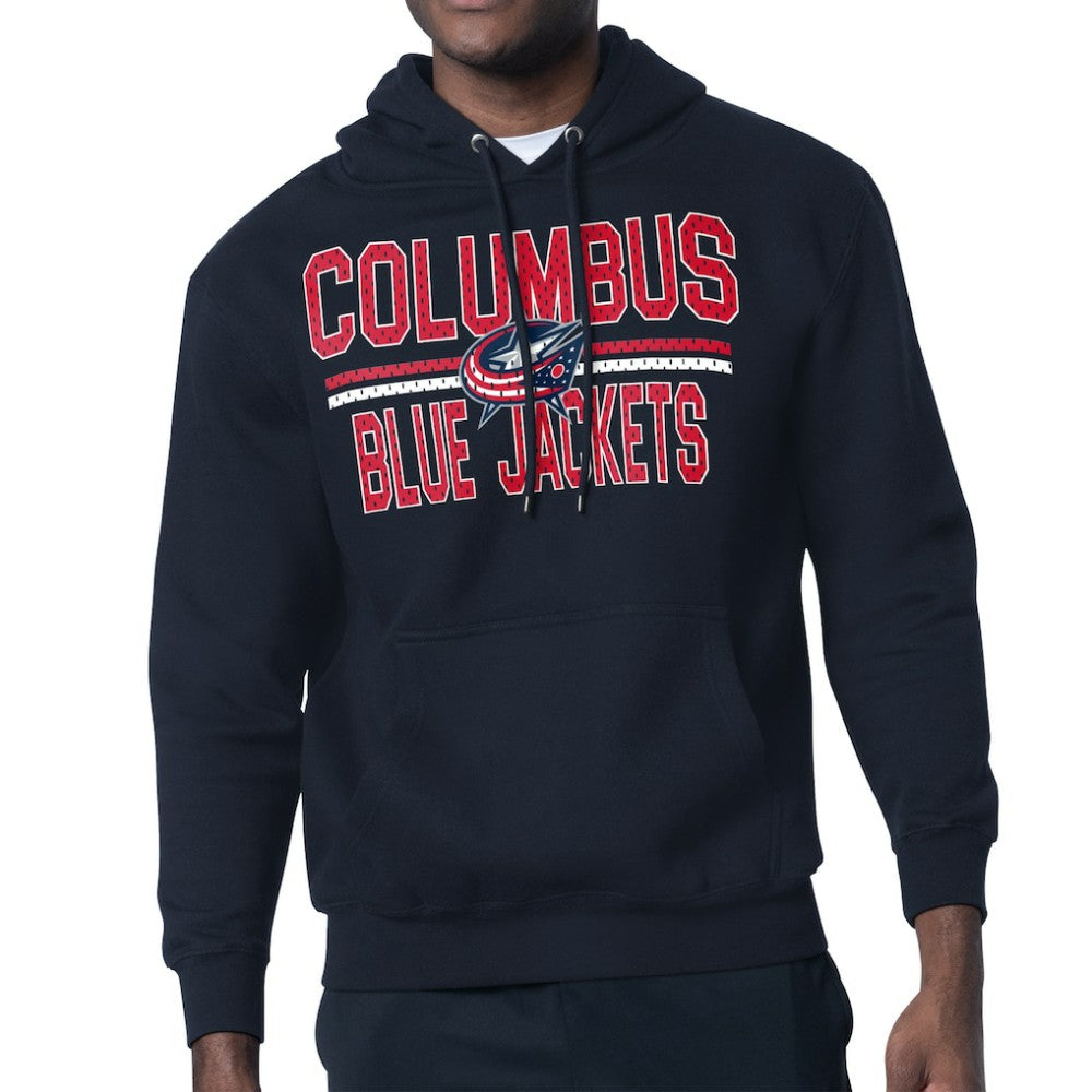 Columbus Blue Jackets Starter Mesh Look Team Name Logo Tri-Blend Pullover Hoodie Navy