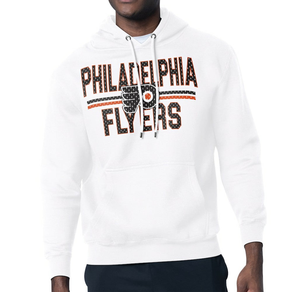Philadelphia Flyers Starter Mesh Look Team Name Logo Tri-Blend Pullover Hoodie White