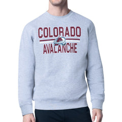 Colorado Avalanche Starter Mesh Look Team Name Logo Pullover Sweatshirt Heather Gray