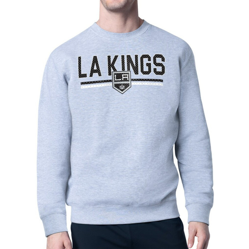 Los Angeles Kings Starter Mesh Look Team Name Logo Pullover Sweatshirt Heather Gray