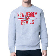 New Jersey Devils Starter Mesh Look Team Name Logo Pullover Sweatshirt Heather Gray
