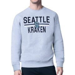 Seattle Kraken Starter Mesh Look Team Name Logo Pullover Sweatshirt Heather Gray