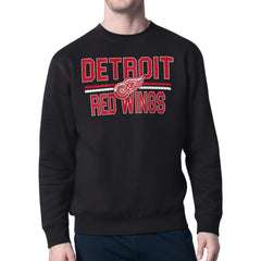 Detroit Red Wings Starter Mesh Look Team Name Logo Pullover Sweatshirt Black