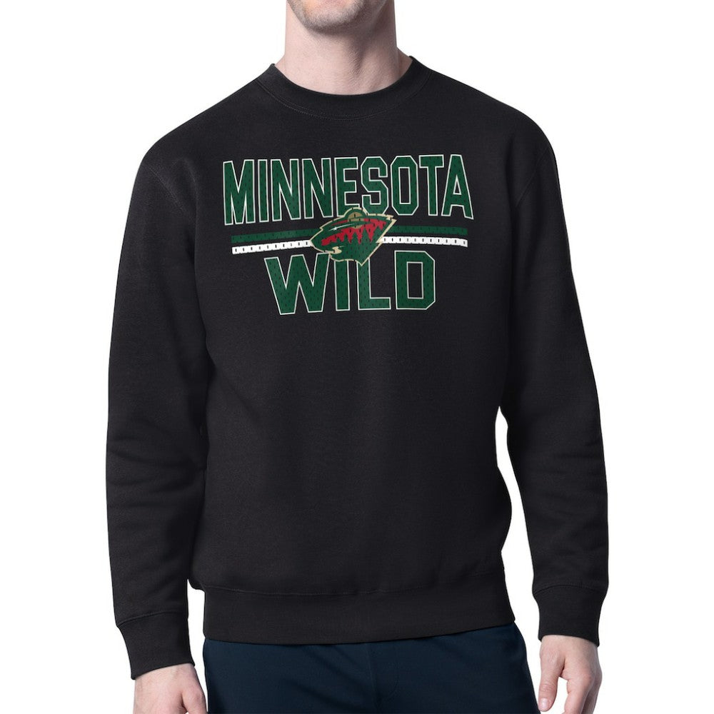 Minnesota Wild Starter Mesh Look Team Name Logo Pullover Sweatshirt Black