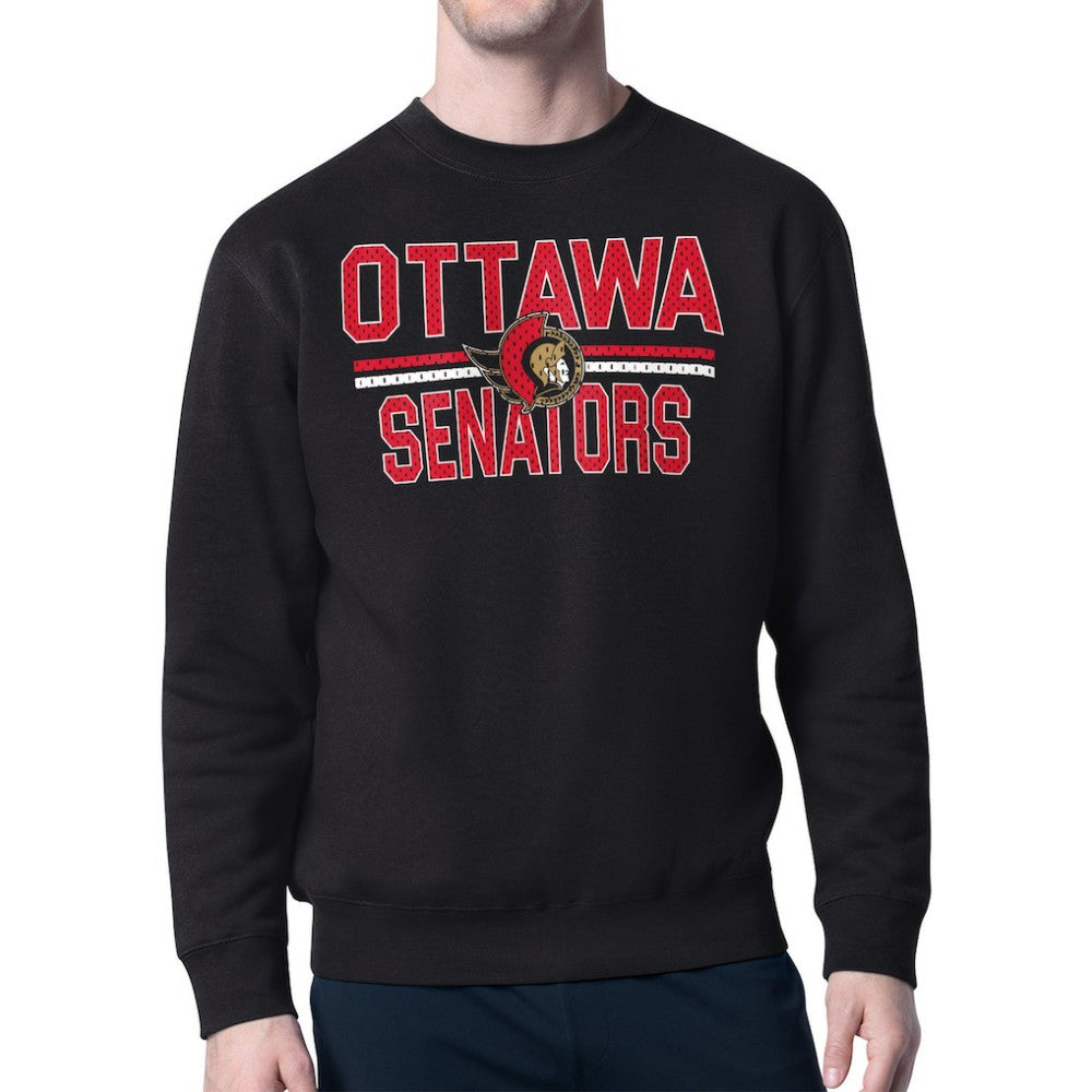 Ottawa Senators Starter Mesh Look Team Name Logo Pullover Sweatshirt Black