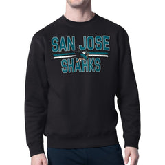 San Jose Sharks Starter Mesh Look Team Name Logo Pullover Sweatshirt Black