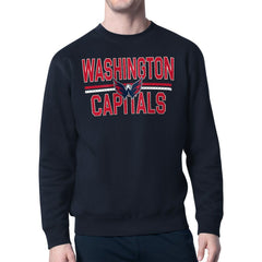 Washington Capitals Starter Mesh Look Team Name Logo Pullover Sweatshirt Navy