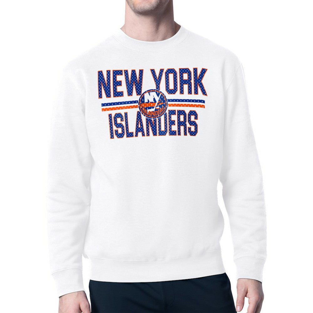 New York Islanders Starter Mesh Look Team Name Logo Pullover Sweatshirt White