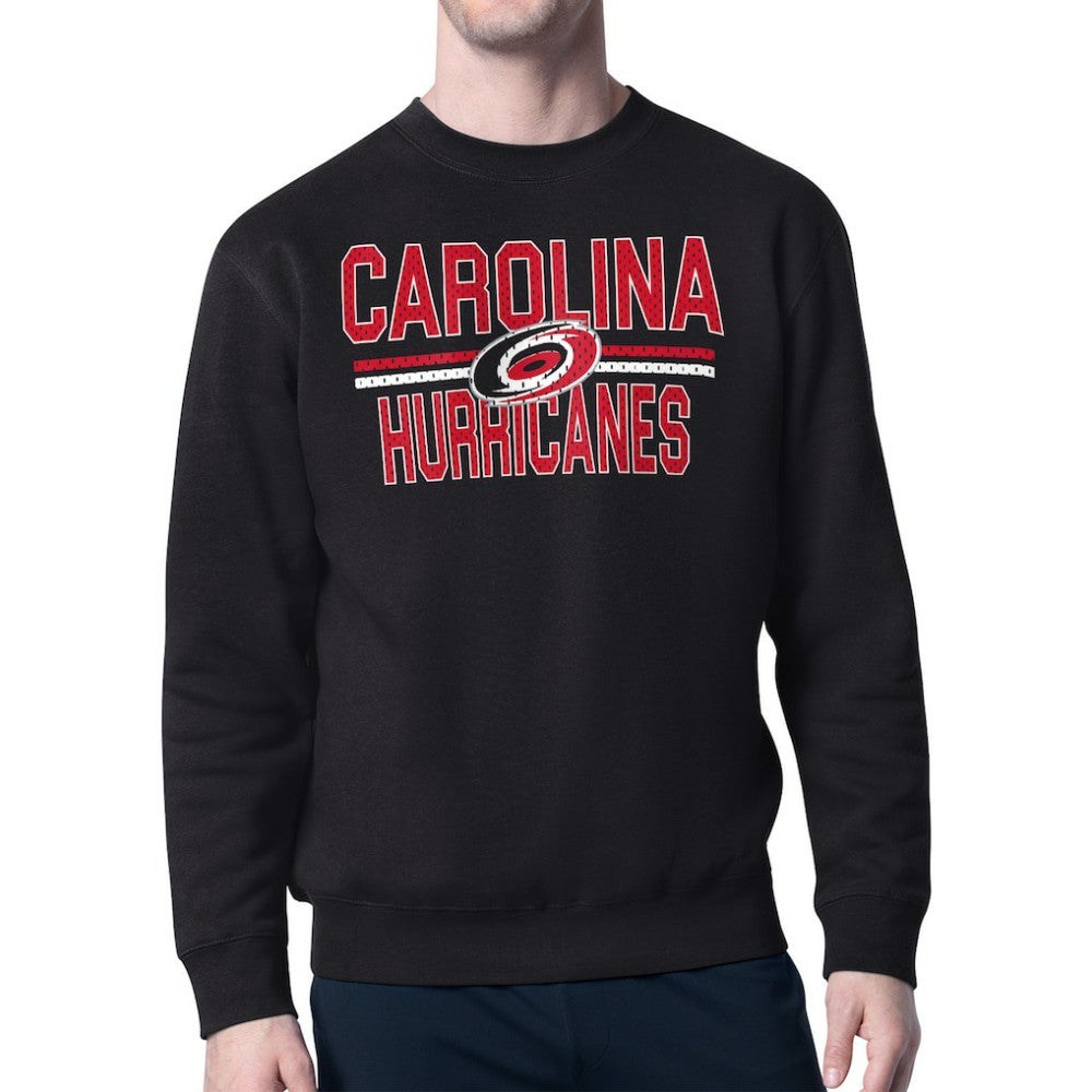 Carolina Hurricanes Starter Mesh Look Team Name Logo Pullover Sweatshirt Black