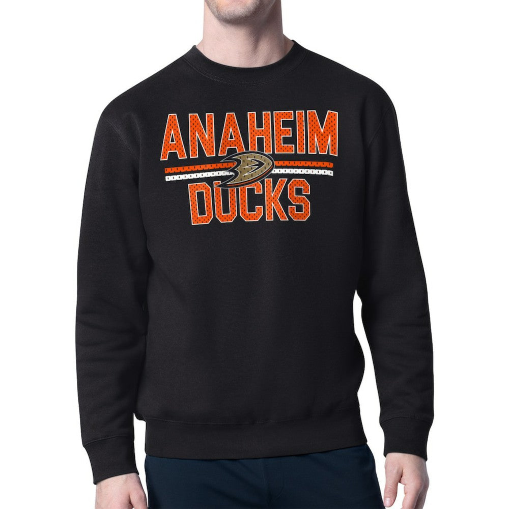 Anaheim Ducks Starter Mesh Look Team Name Logo Pullover Sweatshirt Black