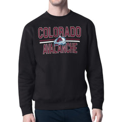 Colorado Avalanche Starter Mesh Look Team Name Logo Pullover Sweatshirt Black