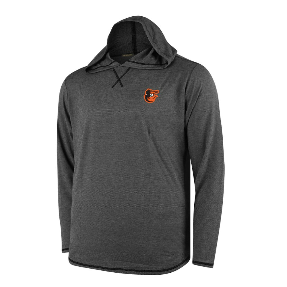 Baltimore Orioles Butter Stripe Tri-Blend Long Sleeve Hoodie T-Shirt - Black