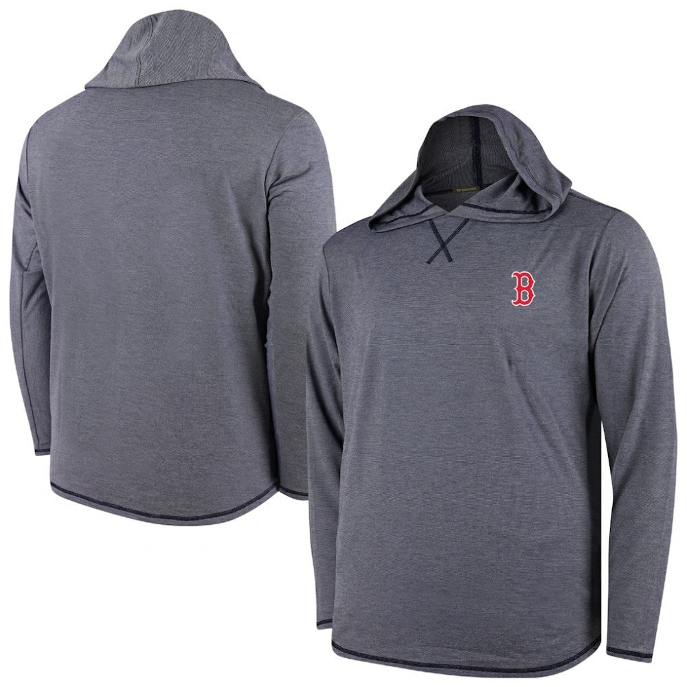 Boston Red Sox Butter Stripe Tri-Blend Long Sleeve Hoodie T-Shirt - Navy