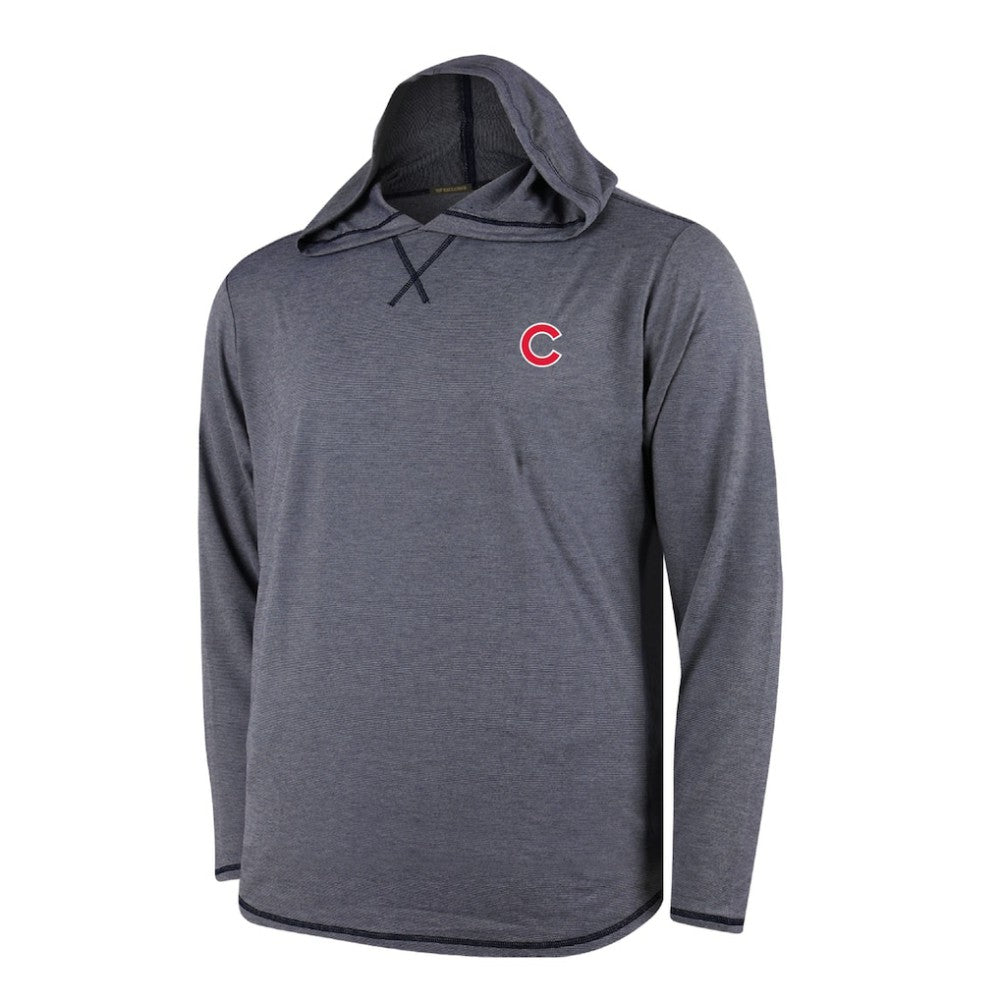 Chicago Cubs Butter Stripe Tri-Blend Long Sleeve Hoodie T-Shirt - Navy