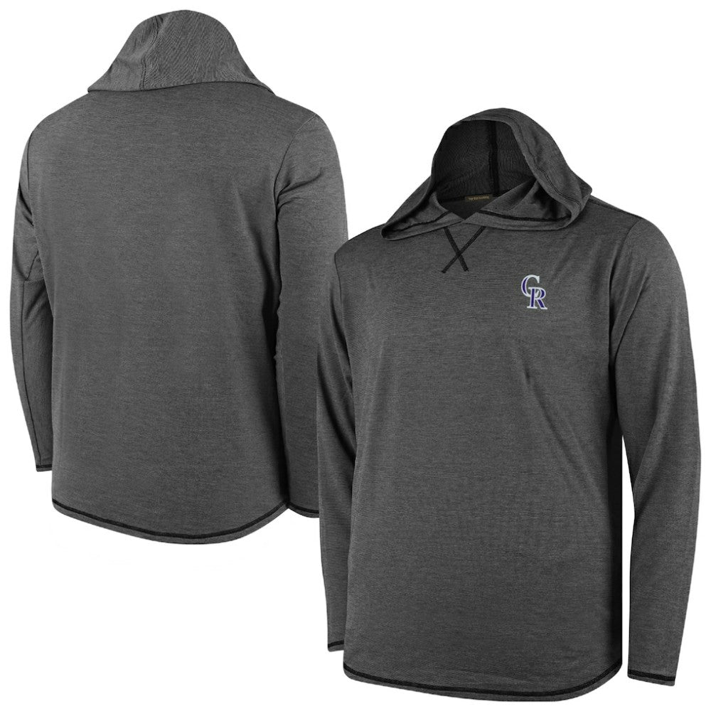 Colorado Rockies Butter Stripe Tri-Blend Long Sleeve Hoodie T-Shirt - Black