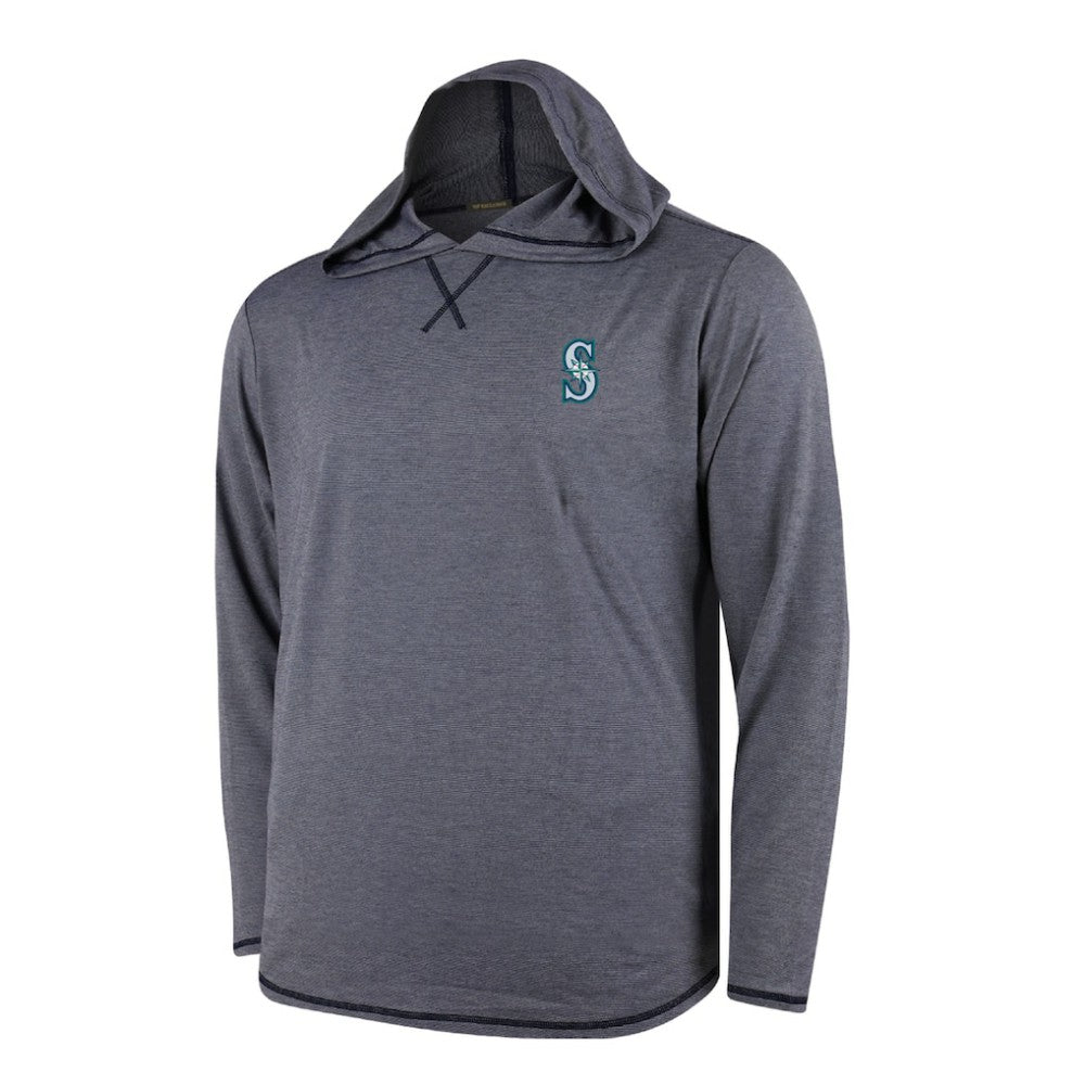 Seattle Mariners Butter Stripe Tri-Blend Long Sleeve Hoodie T-Shirt - Navy