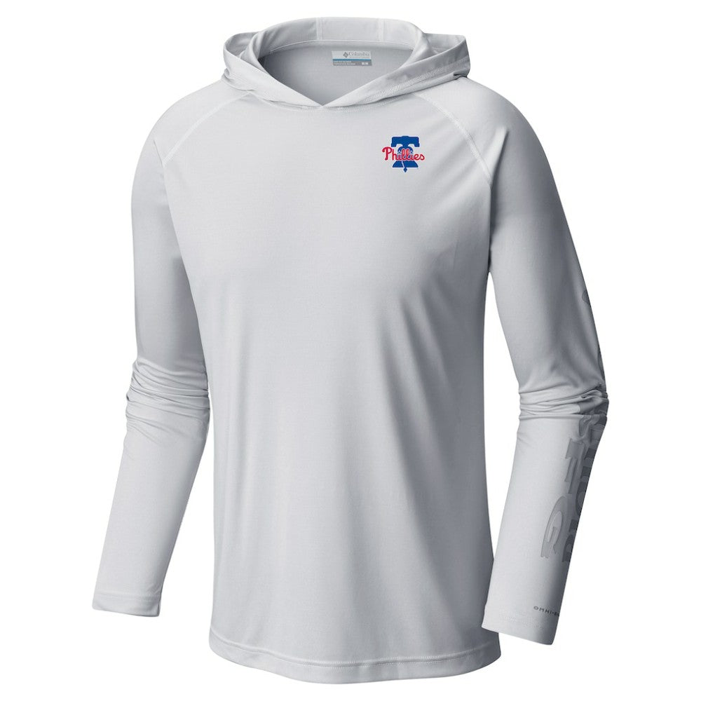 Philadelphia Phillies Omni-Wick Terminal Tackle Raglan Long Sleeve Hoodie T-Shirt White | Columbia