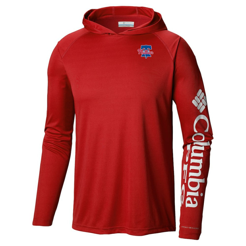 Philadelphia Phillies Omni-Wick Terminal Tackle Raglan Long Sleeve Hoodie T-Shirt Red | Columbia