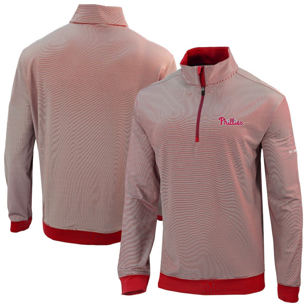 Philadelphia Phillies Omni-Wick Even Lie Quarter-Zip Pullover Top Red | Columbia