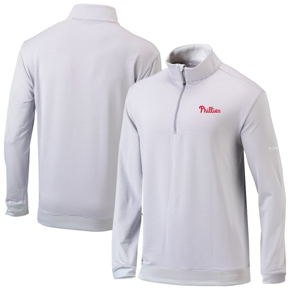 Philadelphia Phillies Omni-Wick Even Lie Quarter-Zip Pullover Top Gray | Columbia