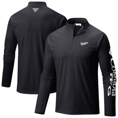 Los Angeles Dodgers Terminal Tackle Raglan Omni-Shade Quarter-Zip Pullover Top Black | Columbia
