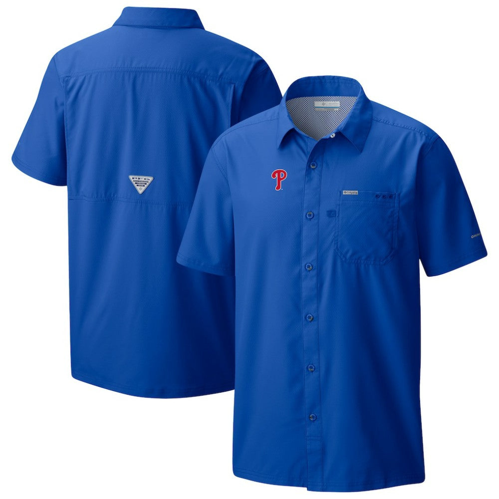 Philadelphia Phillies Slack Tide Omni-Wick Button-Up Camp Shirt Royal | Columbia