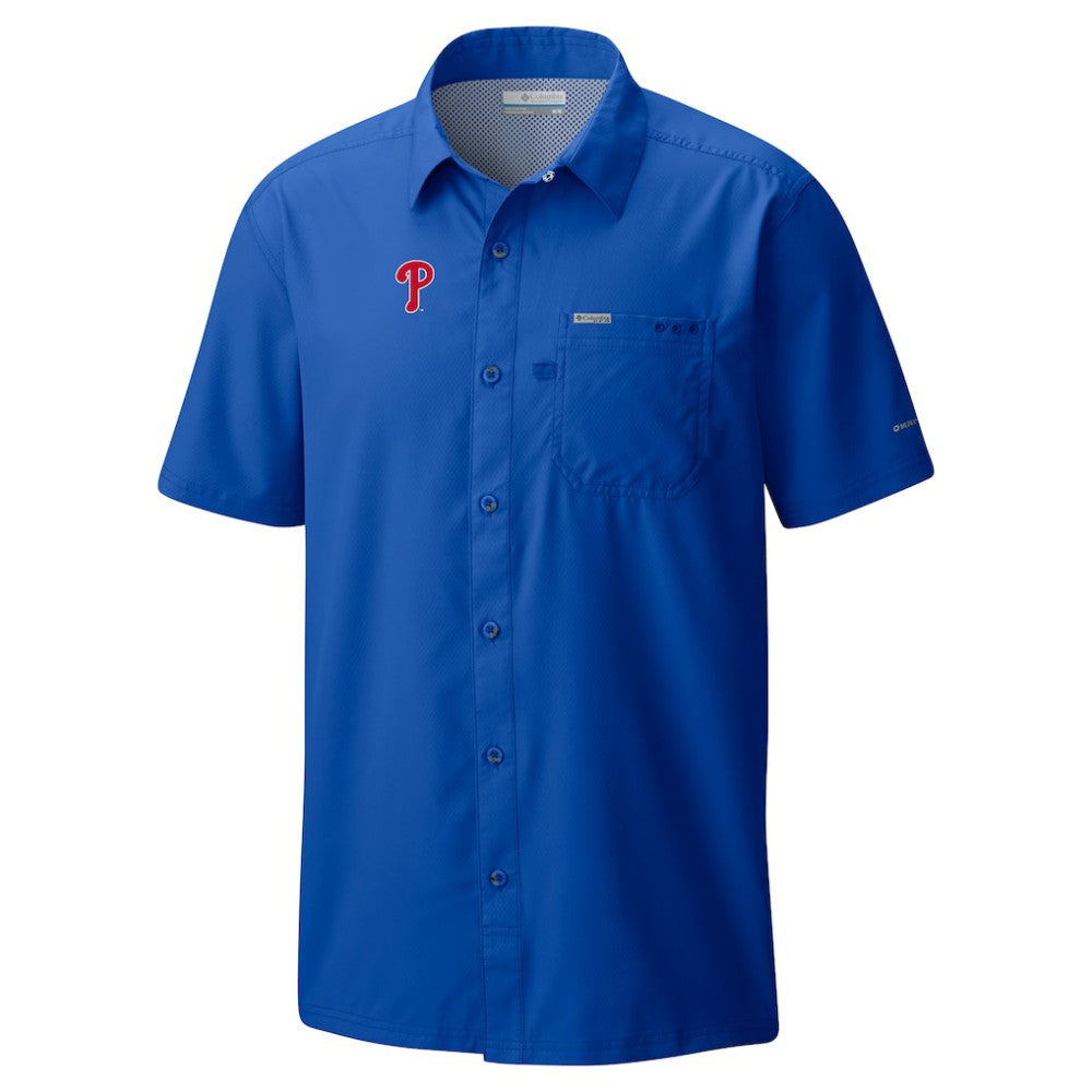 Philadelphia Phillies Slack Tide Omni-Wick Button-Up Camp Shirt Royal | Columbia