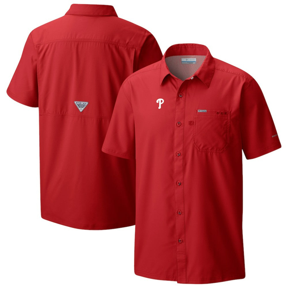 Philadelphia Phillies Slack Tide Omni-Wick Button-Up Camp Shirt Red | Columbia