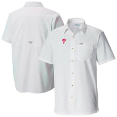 Philadelphia Phillies Slack Tide Omni-Wick Button-Up Camp Shirt White | Columbia
