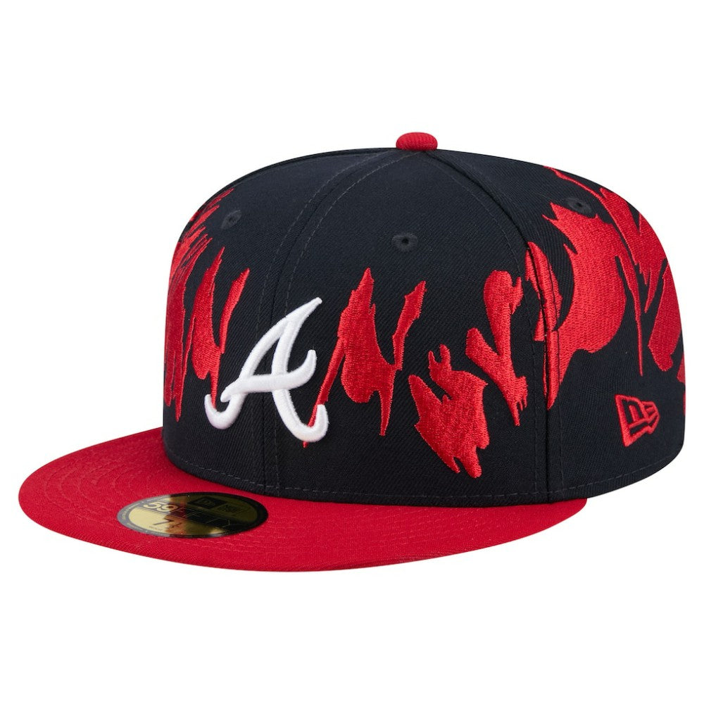 Atlanta Braves Retro Pattern 59FIFTY Fitted Hat Navy/Red | New Era