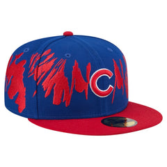 Chicago Cubs Retro Pattern 59FIFTY Fitted Hat Royal/Red | New Era