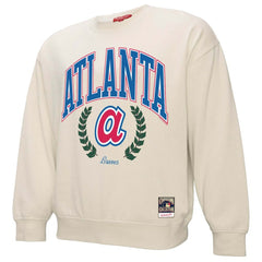 Atlanta Braves Women's Cooperstown Collection Laurel Pullover Sweatshirt Cream | Mitchell & Ness
