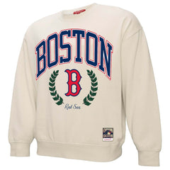 Boston Red Sox Women's Cooperstown Collection Laurel Pullover Sweatshirt Cream | Mitchell & Ness