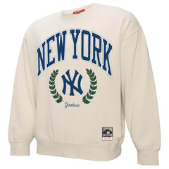 New York Yankees Women's Cooperstown Collection Laurel Pullover Sweatshirt Cream | Mitchell & Ness