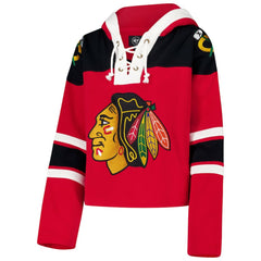 Chicago Blackhawks '47 Women's Cropped Superior Lacer Pullover Hoodie Red