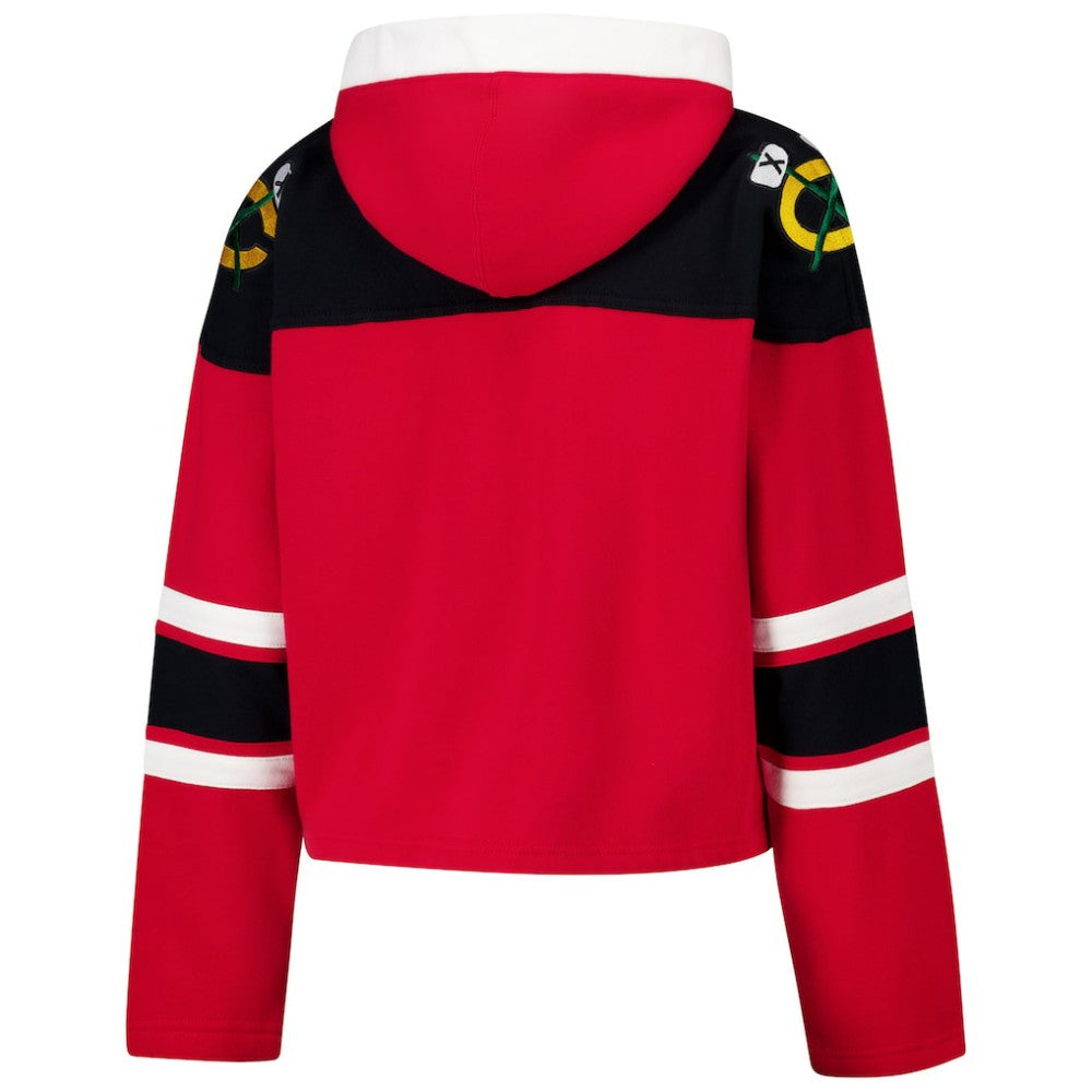 Chicago Blackhawks '47 Women's Cropped Superior Lacer Pullover Hoodie Red
