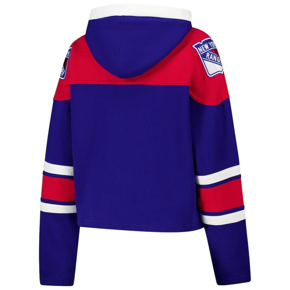 New York Rangers '47 Women's Cropped Superior Lacer Pullover Hoodie Blue