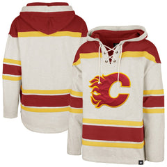 Calgary Flames '47 Rockaway Lacer Pullover Hoodie Oatmeal