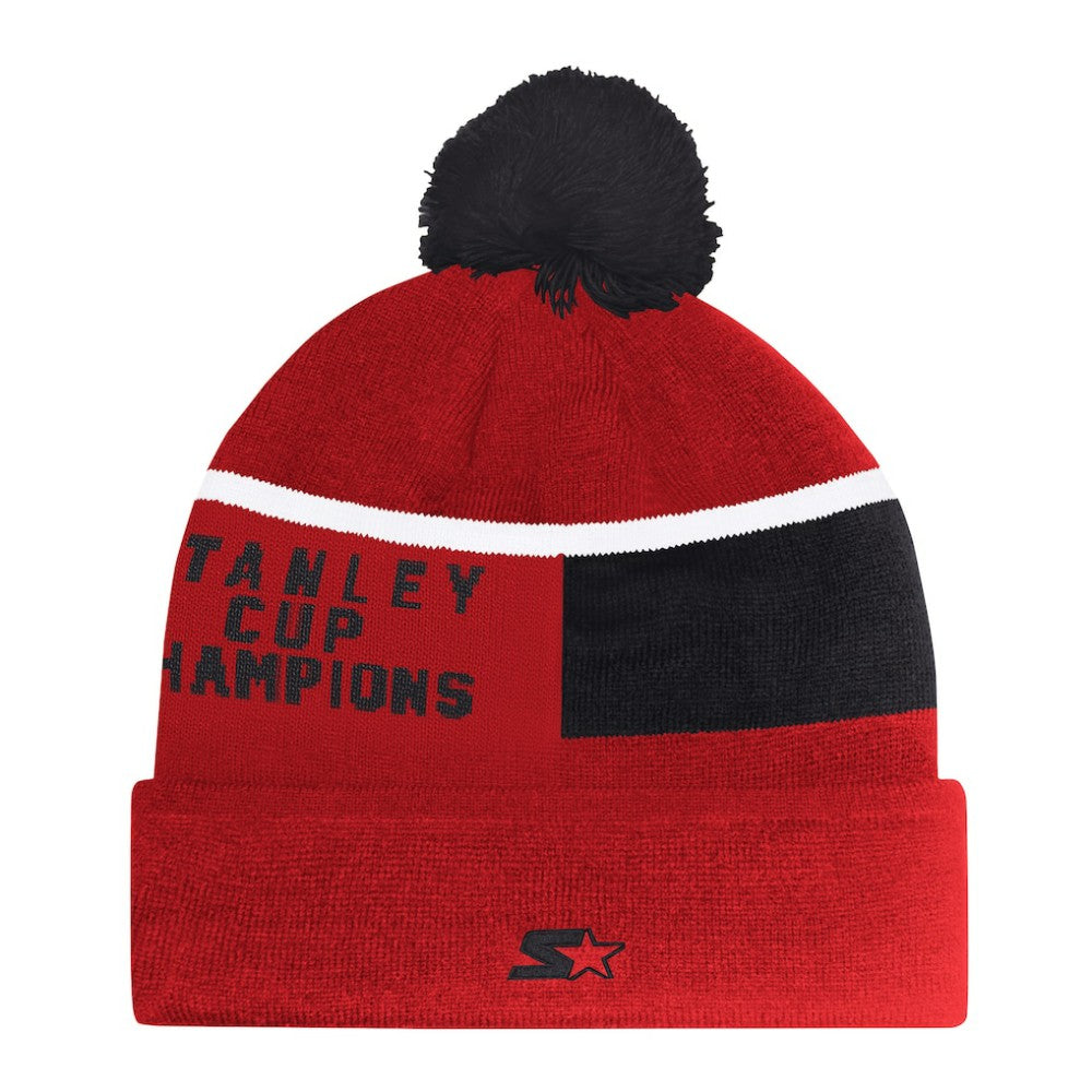 Chicago Blackhawks Starter Chyron Commemorative Cuffed Knit Hat with Pom Red