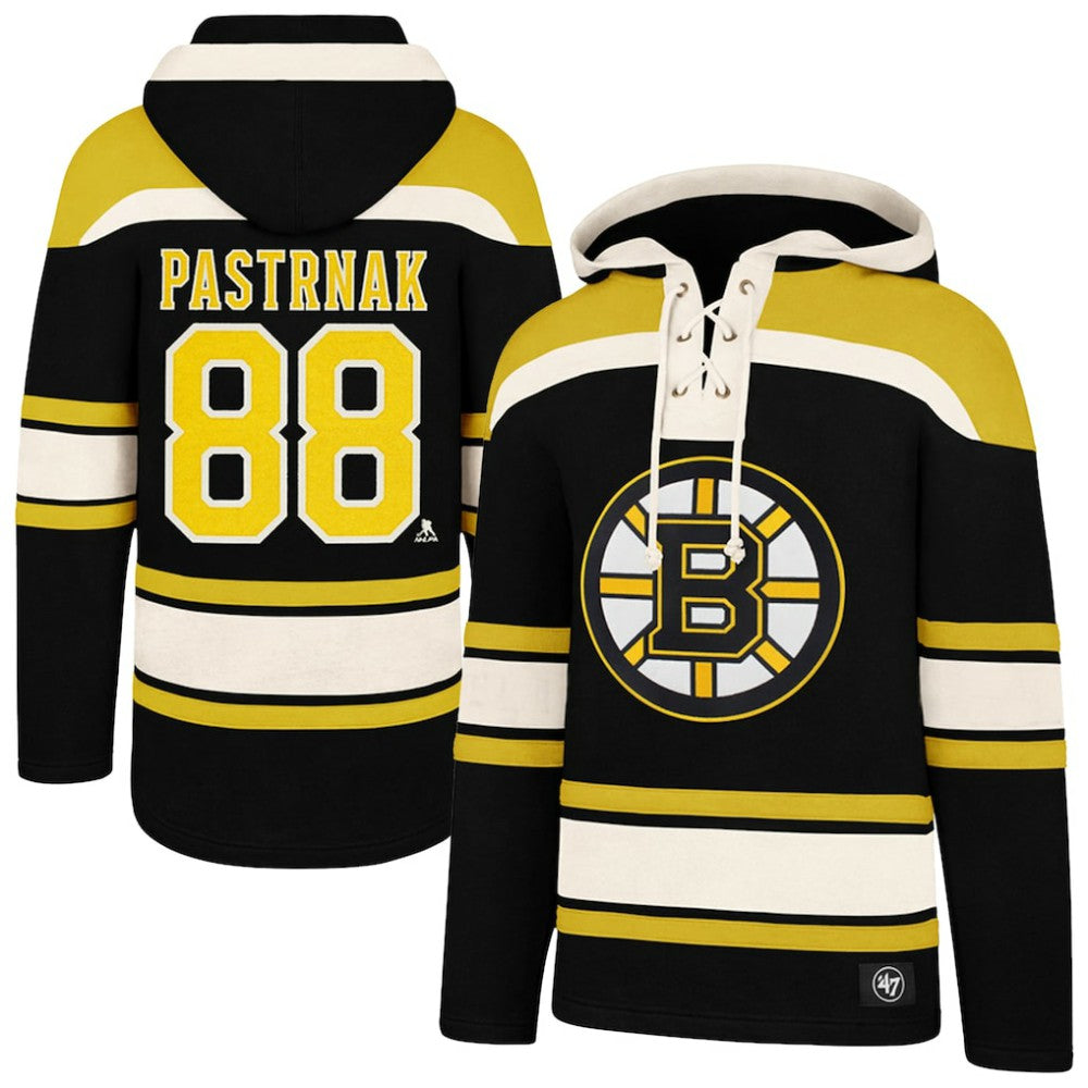 David Pastrnak Boston Bruins '47 Big & Tall Lace-up Pullover Hoodie Black